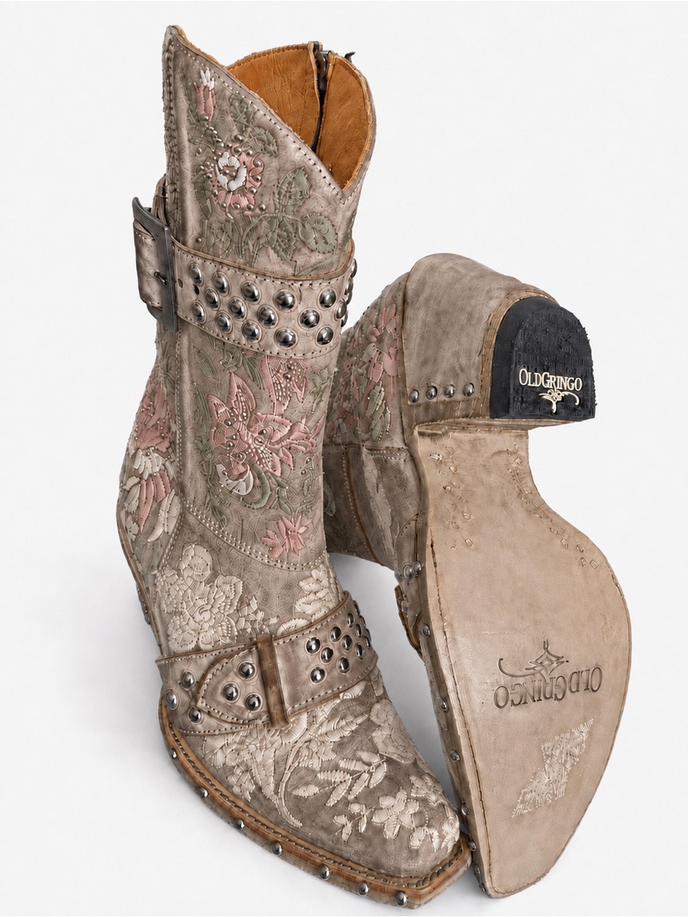 Rare Old Gringo Floral Embroidered Studded Boots 8.5B Never Worn